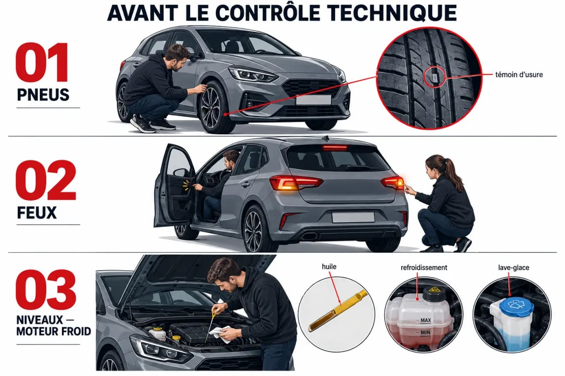 Comment bien préparer son véhicule avant un contrôle technique : vérification des pneus, des feux et des niveaux